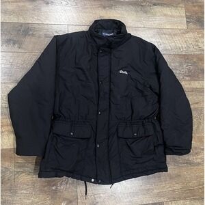 Vintage 90s Coors Embroidered Quilted Coat Parka Black XL Made In USA Beer Promo
